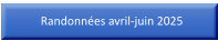 Randonnées avril-juin 2025
